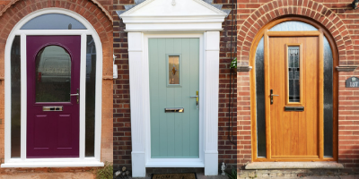 Three front door in different colours